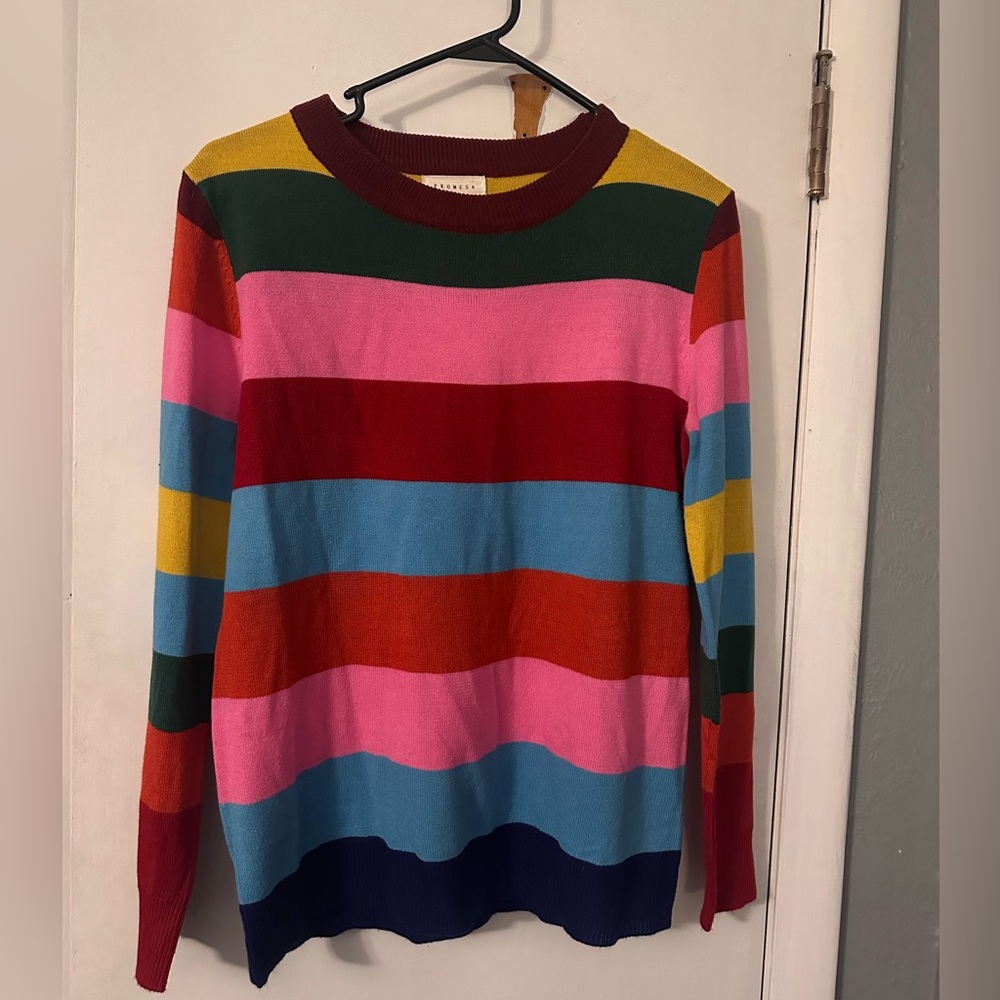 DRESSED IN LALA: Multicolor Striped Lightweight Sweater